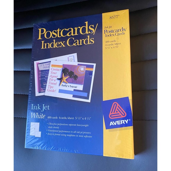 Avery Office Sealed Avery 8577 Ink Jet Post Cards Index Cards 40 Ct